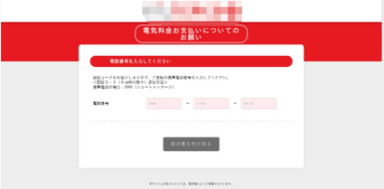 TEPCOのフィッシングサイト