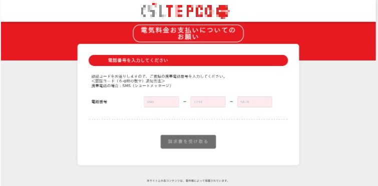 TEPCOのフィッシングサイト